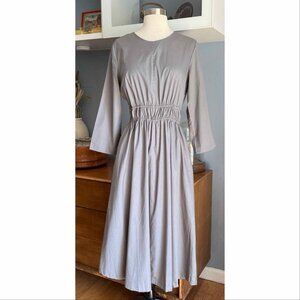 Harshman Alder Cotton Midi Dress Flare Tie Waist Lava Smoke Gray Minimalist XS